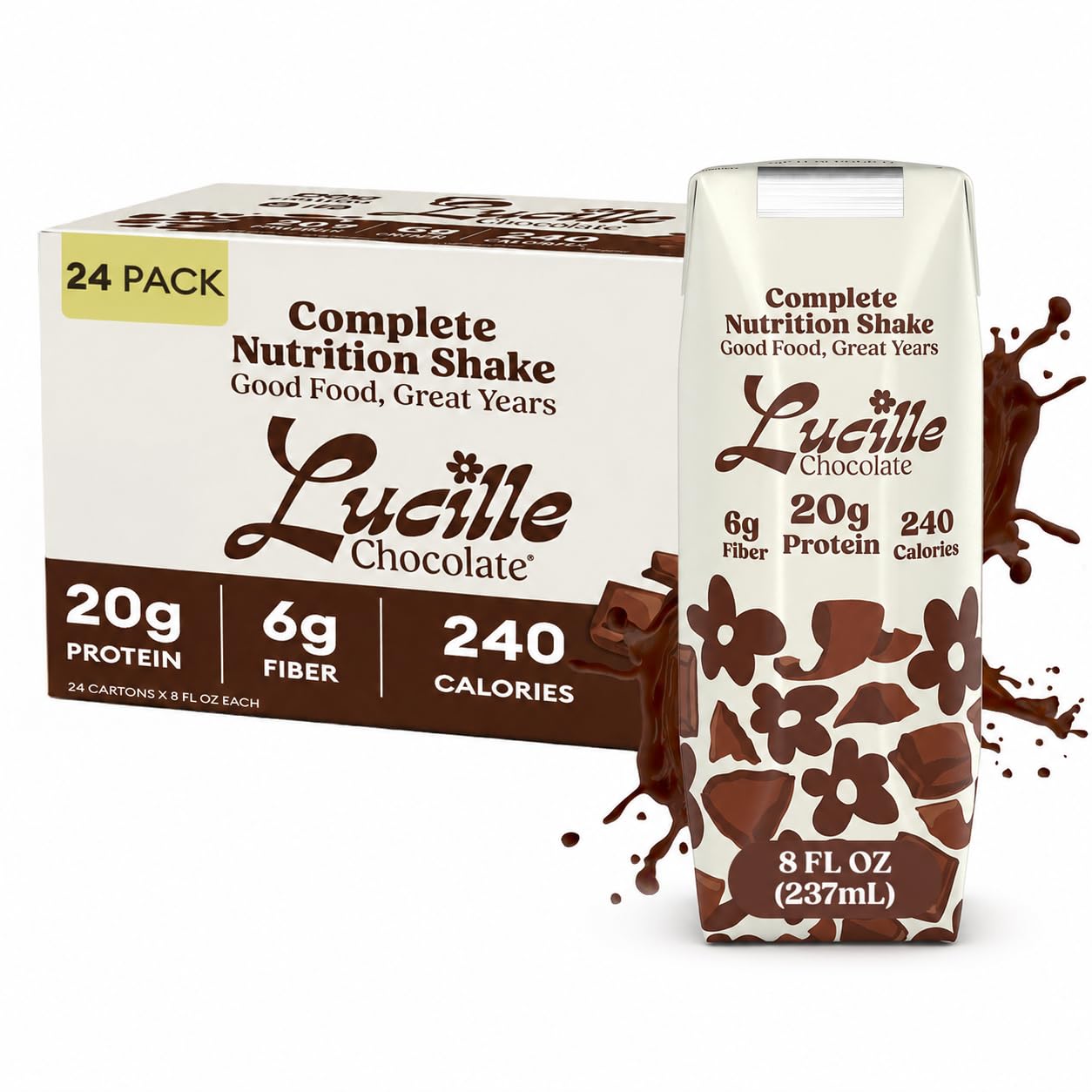 Lucille Meal Replacement Shake for Adults, Vanilla, 8 oz, 24 Pk