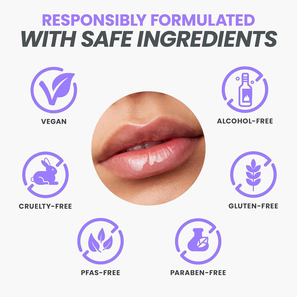Wonderskin Lip Oil - Lip Rehab Serum Oil, Hydrating and Moisturizing Clear Serum for Dry Lips - Natural, Vegan and Non-sticky (Clear)