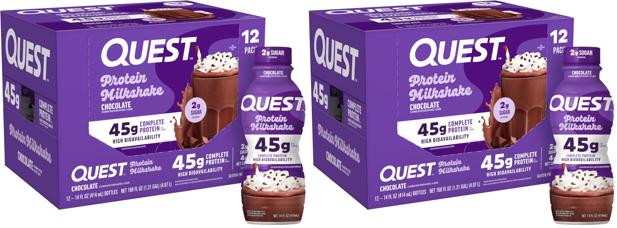 Quest Nutrition Strawberry Protein Shake, 45g Protein, 2g Sugar, 12 Count