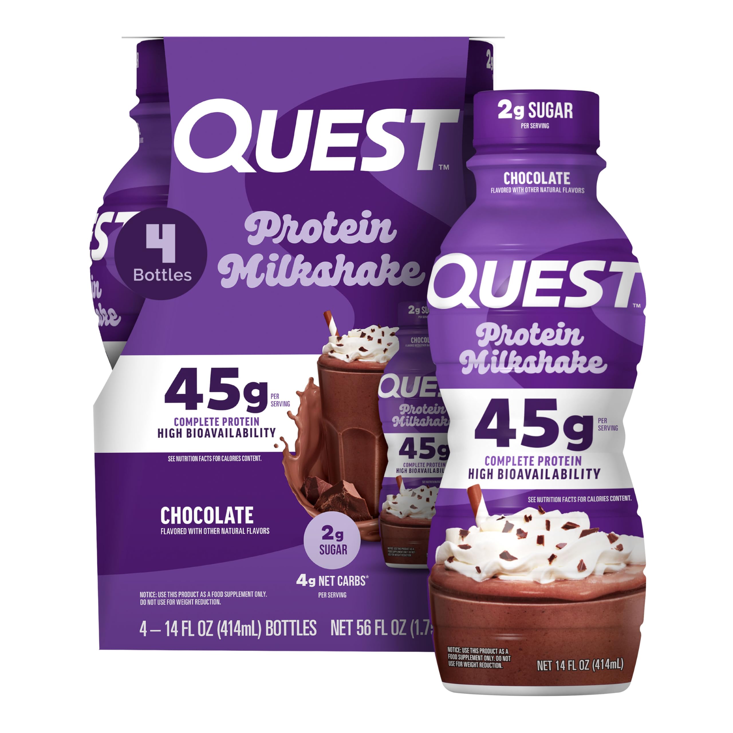 Quest Nutrition Strawberry Protein Shake, 45g Protein, 2g Sugar, 12 Count
