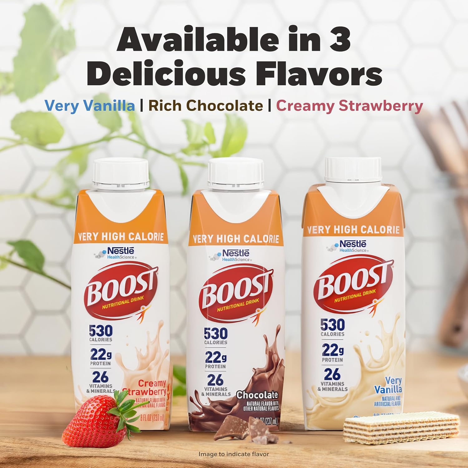 BOOST Very High Calorie Nutritional Drink, Creamy Strawberry, 8 Fl Oz, 24pk