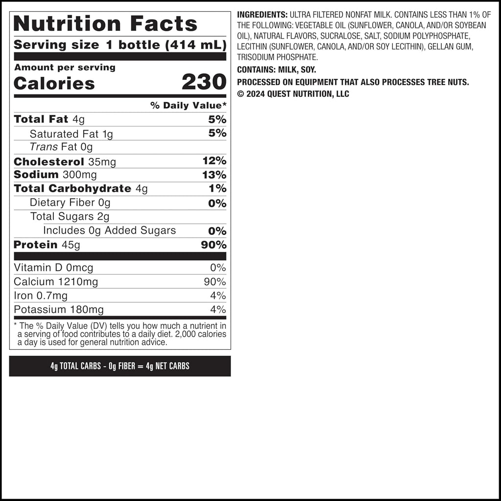 Quest Nutrition Strawberry Protein Shake, 45g Protein, 2g Sugar, 12 Count