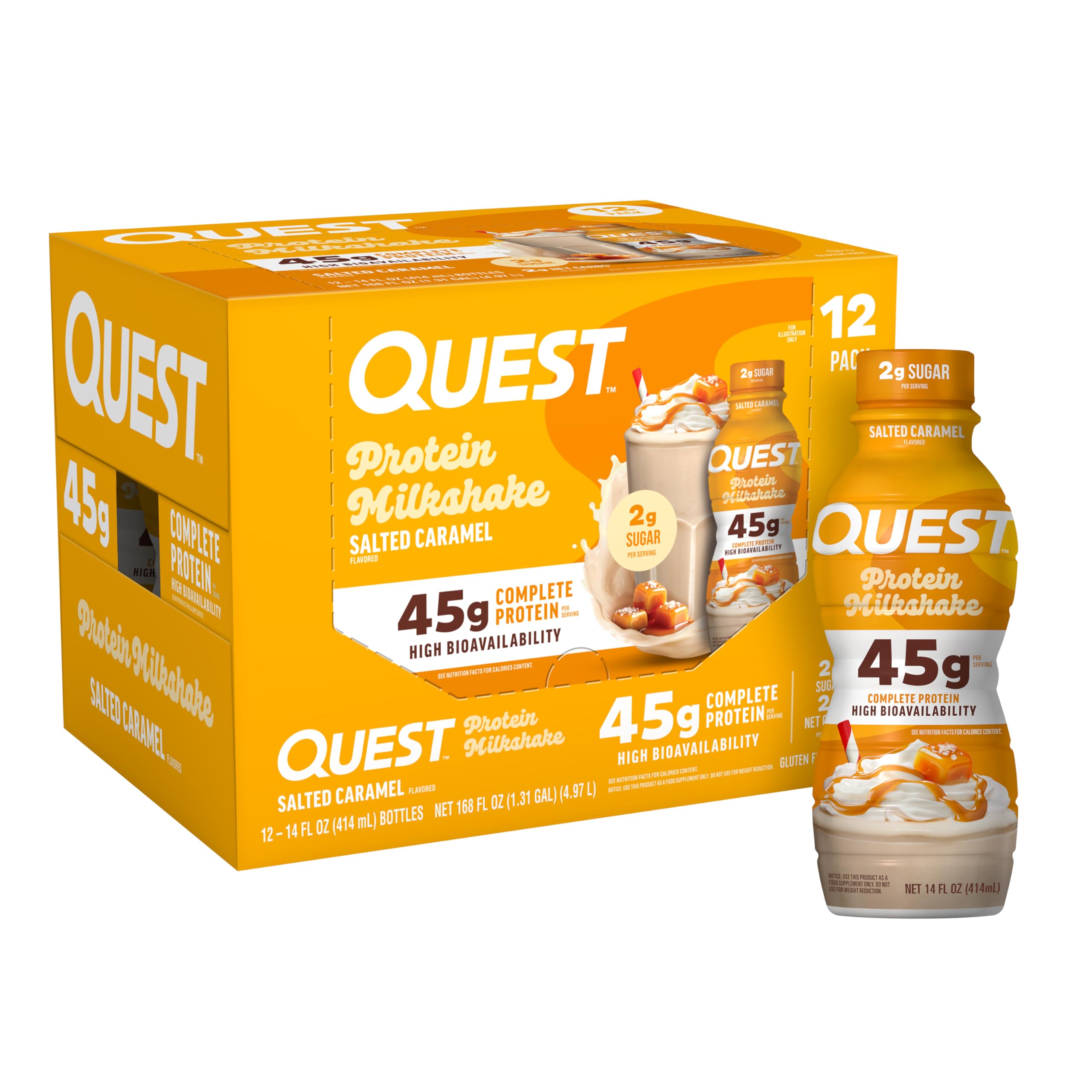 Quest Nutrition Strawberry Protein Shake, 45g Protein, 2g Sugar, 12 Count