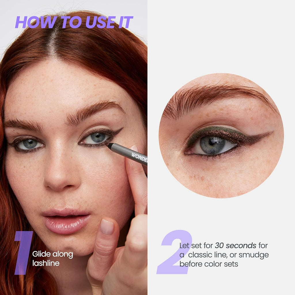 Wonderskin Eyeliner Pencil, 1440 Longwear Deep Black Eyeliner Pencil - Waterproof, Sharpenable & Smudge Proof (Liquorice)