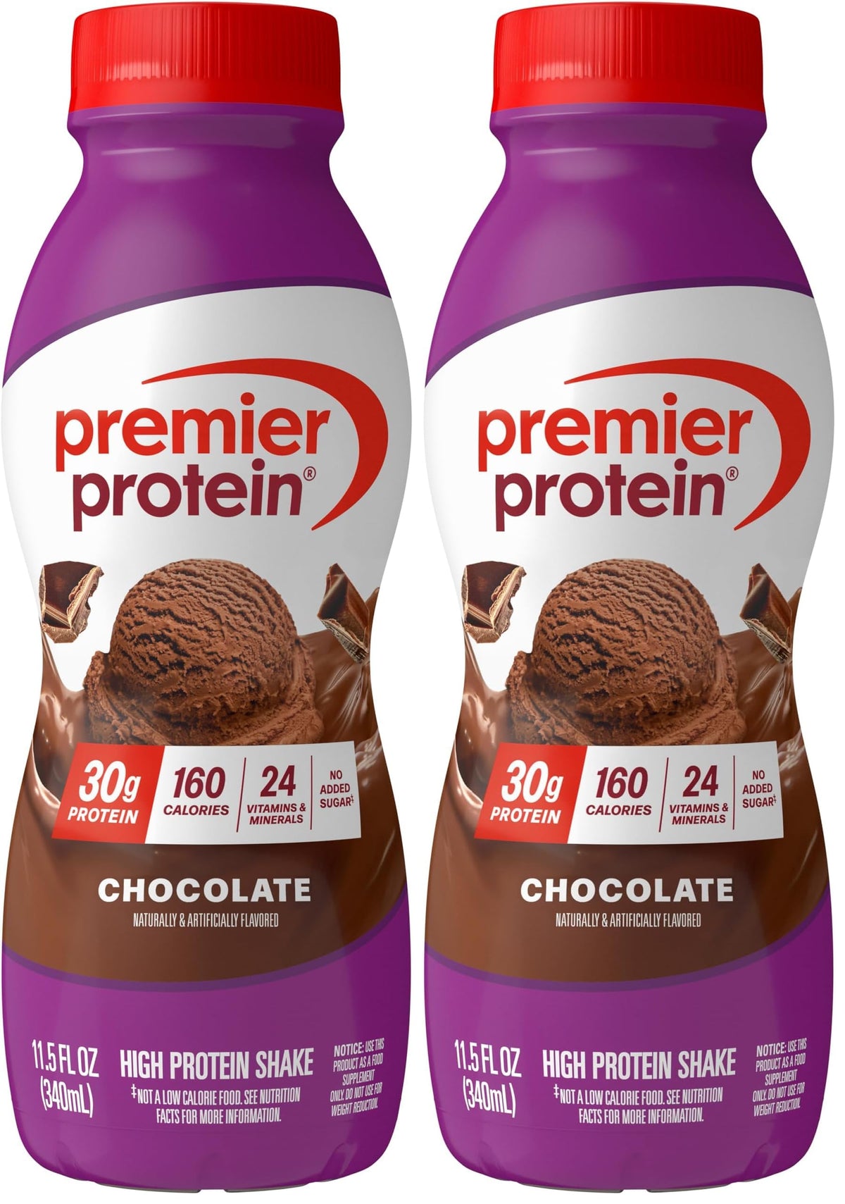 Premier Protein 30g High Protein Shake, Chocolate, 12 Pack Bottles, Vegetarian