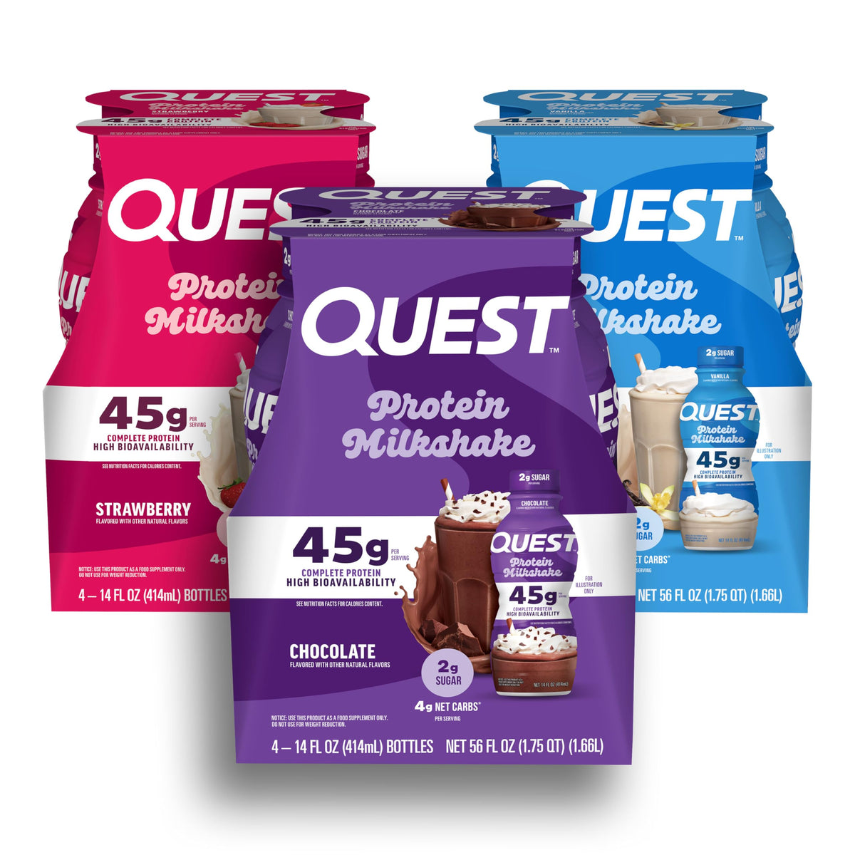 Quest Nutrition Strawberry Protein Shake, 45g Protein, 2g Sugar, 12 Count