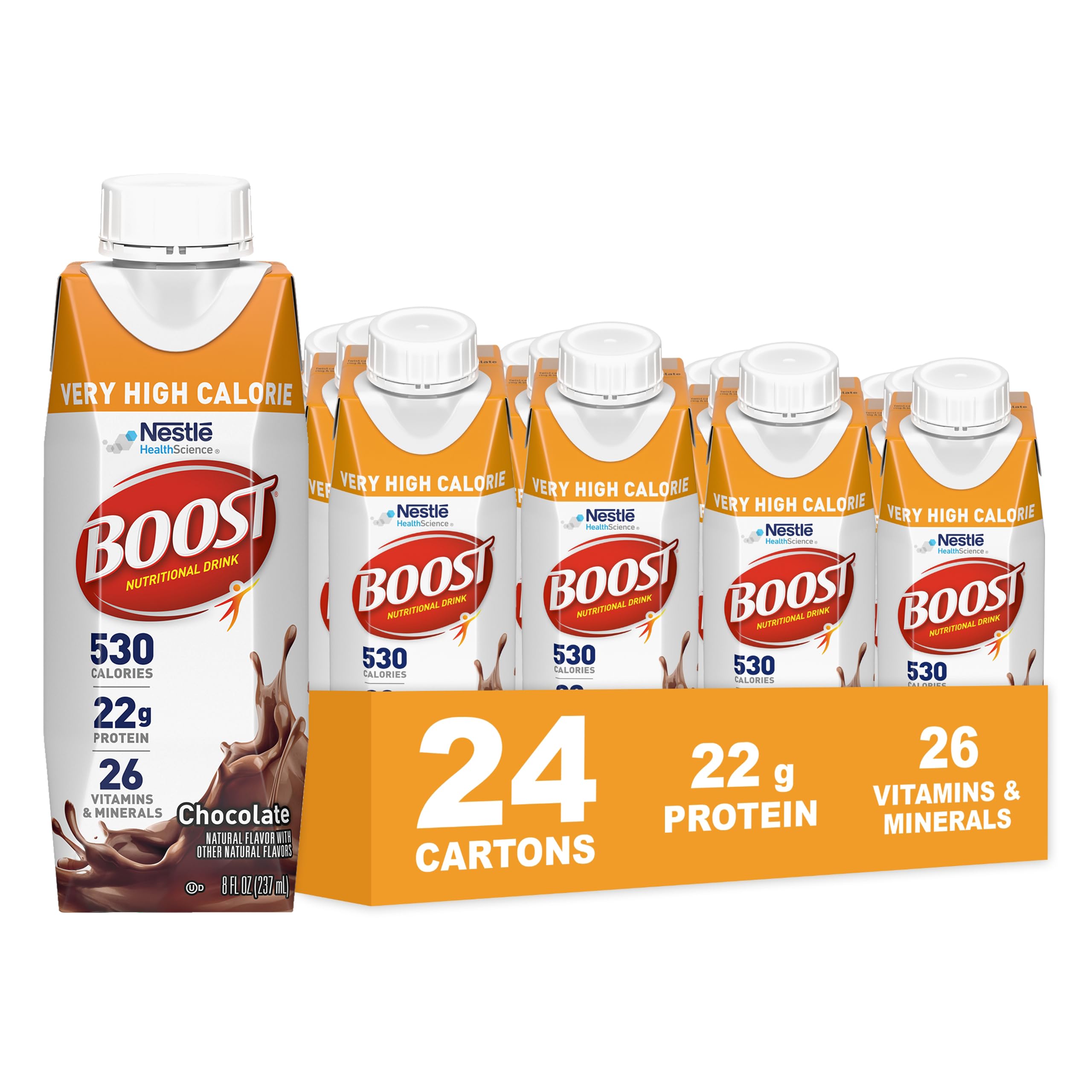 BOOST Very High Calorie Nutritional Drink, Creamy Strawberry, 8 Fl Oz, 24pk
