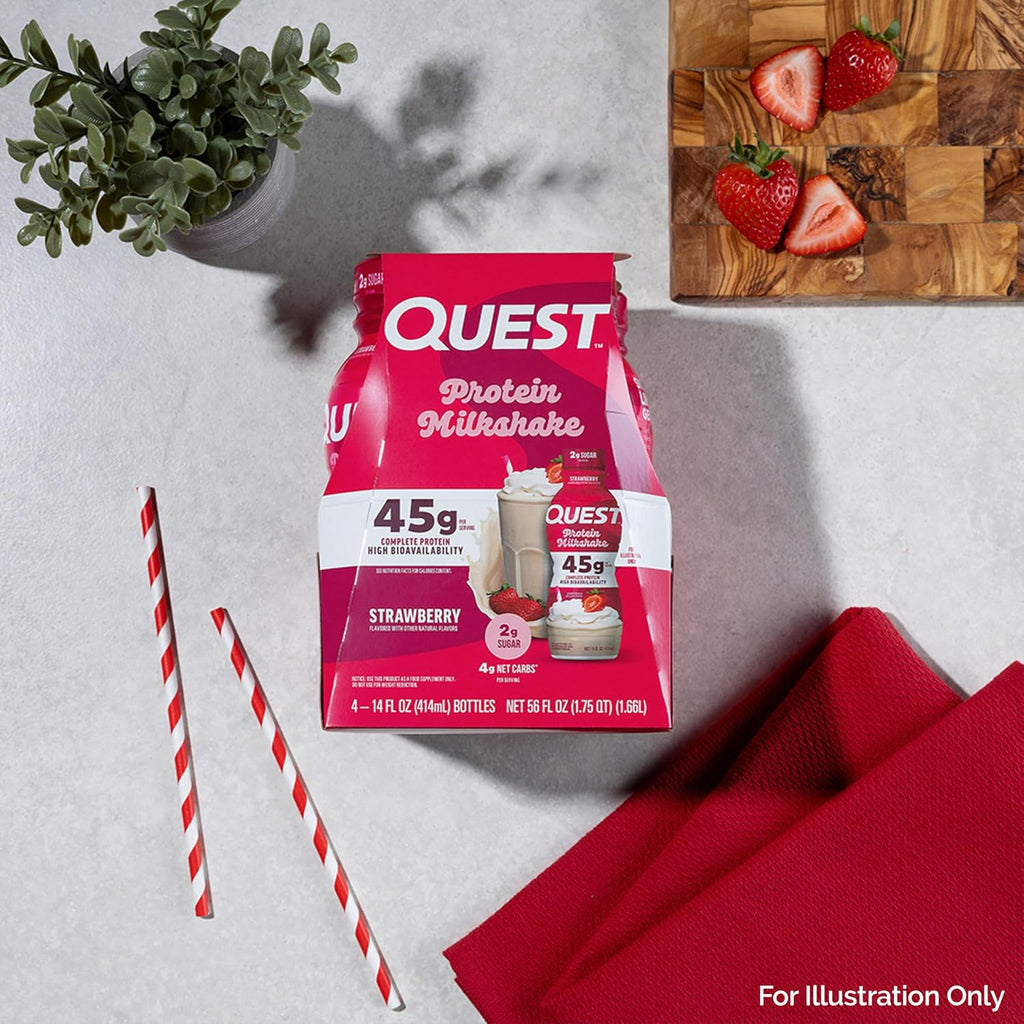Quest Nutrition Strawberry Protein Shake, 45g Protein, 2g Sugar, 12 Count